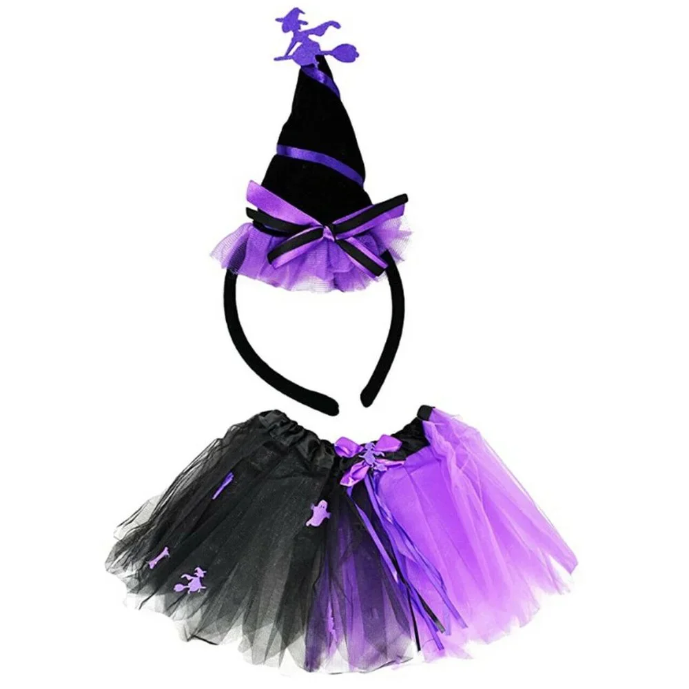 New Halloween Witch costume‎ Girls Tutu Costume Set Fairy Ages 5 + Dress Up